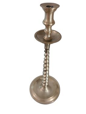 Silver Pewter Chunky Swirl Twisted Spiral Silver Candlestick Holders 20.5"